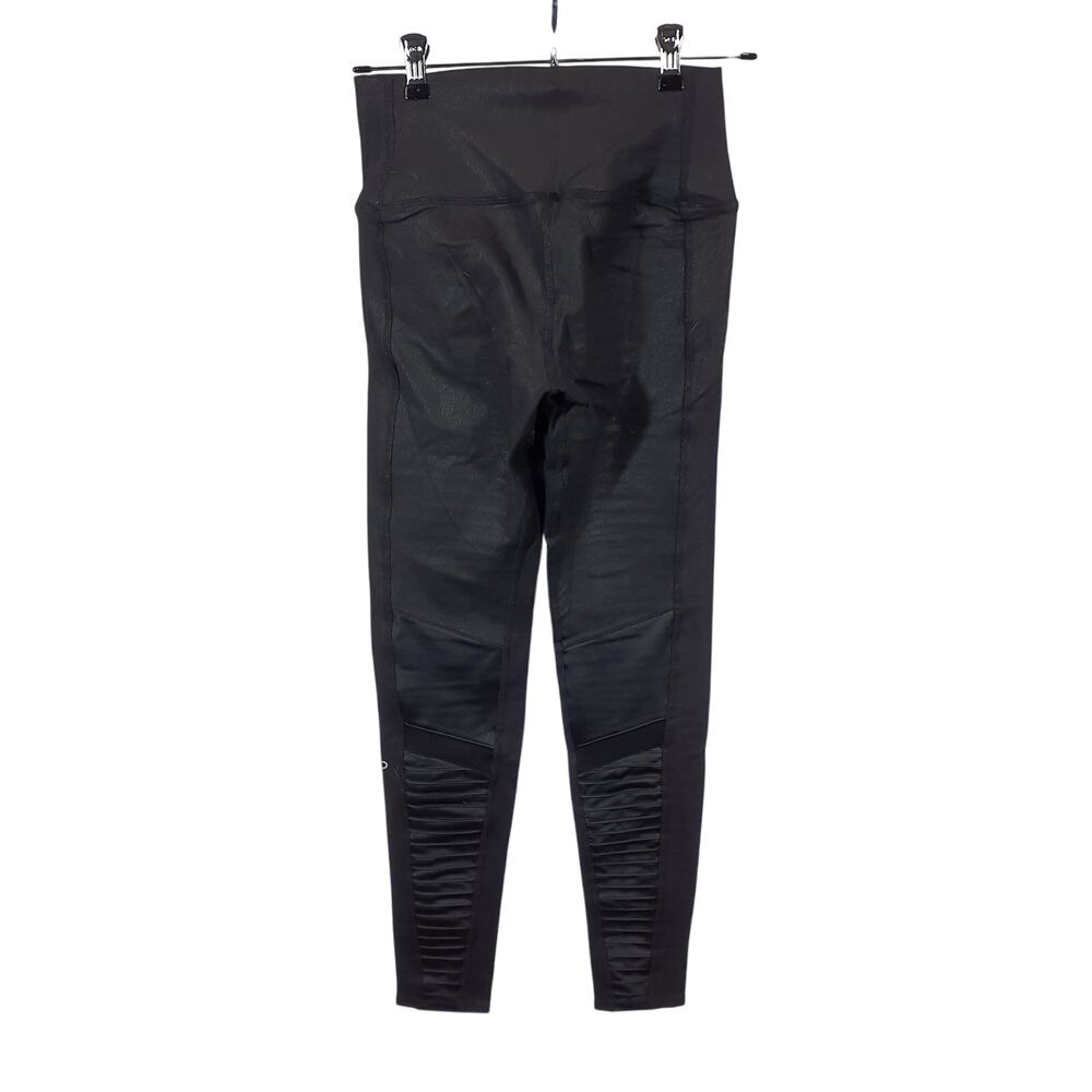 Alo Yoga High Waist Black Glossy Moto Leggings Size S - Picture 3 of 5